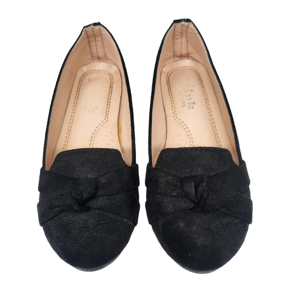 Link Comfort Girls Shoes 12 Black Bow Tie Ballet Flats Comfy Dressy Toddler